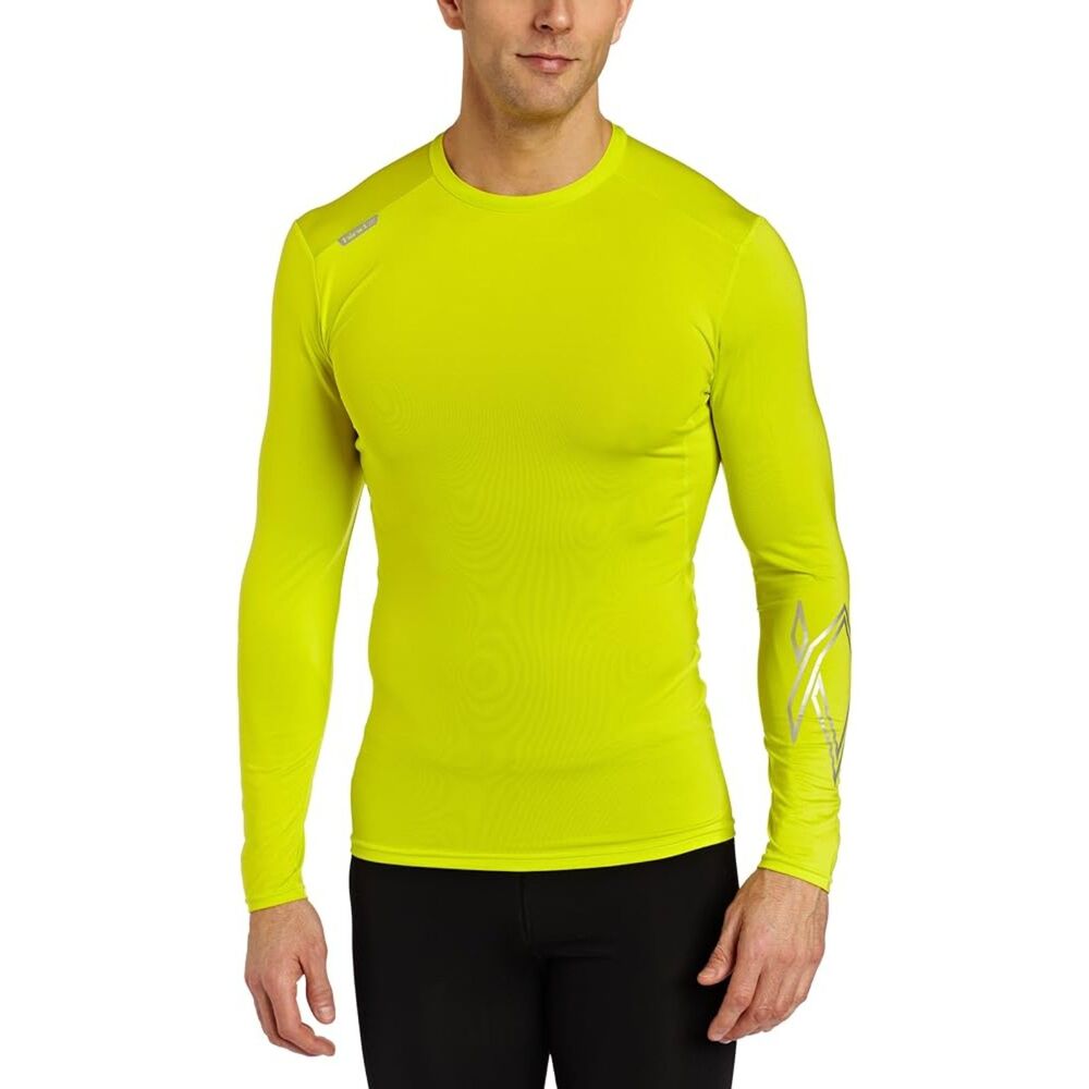 HIND Mens Sz Small Bright Neon Green Moisture Wicking Athletic Compression Shirt